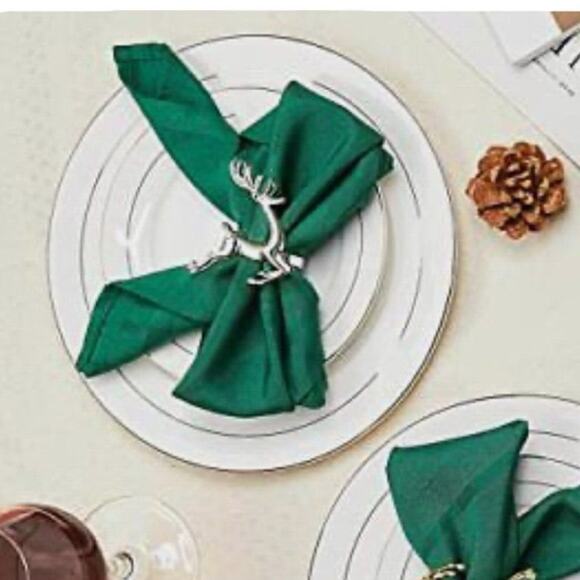 Set (6) Silver REINDEER NAPKIN RINGS Holders Holiday Christmas Table Decor 2.25" - Picture 10 of 13